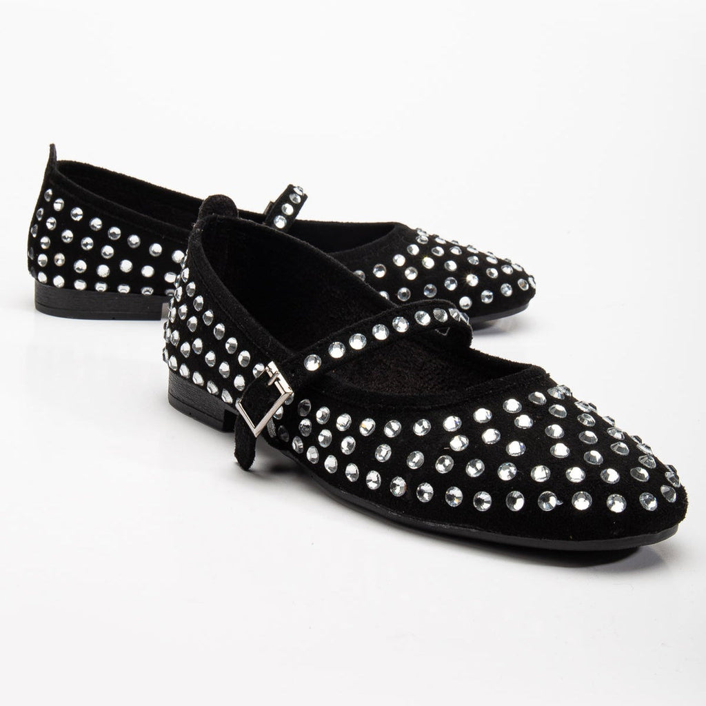 Emilie - Studded Crystal Mary Jane Flats by Prologue Shoes - Bare Fashion
