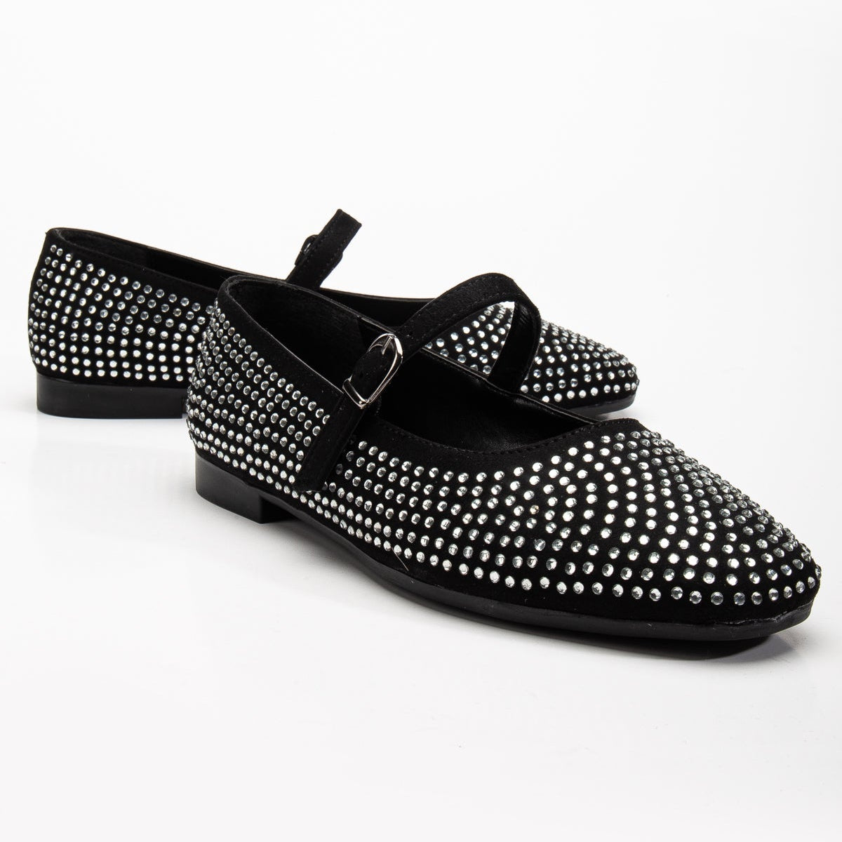 Emilie - Studded Mini Crystal Mary Jane Flats by Prologue Shoes - Bare Fashion