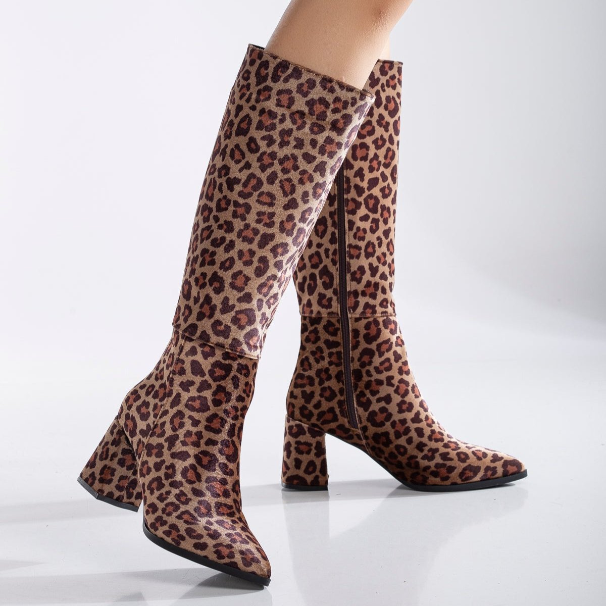Liza - Leopard Print Knee High Boots by Prologue Shoes - Bare Fashion