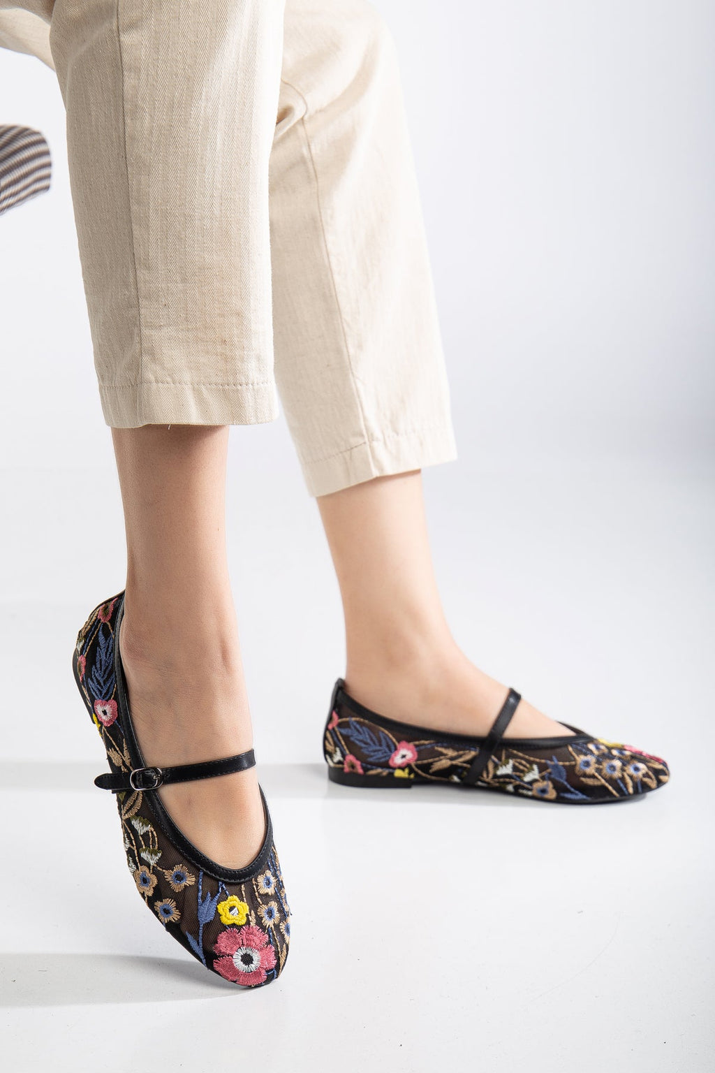Fauna - Black Mesh Mary Jane Flats by Prologue Shoes - Bare Fashion