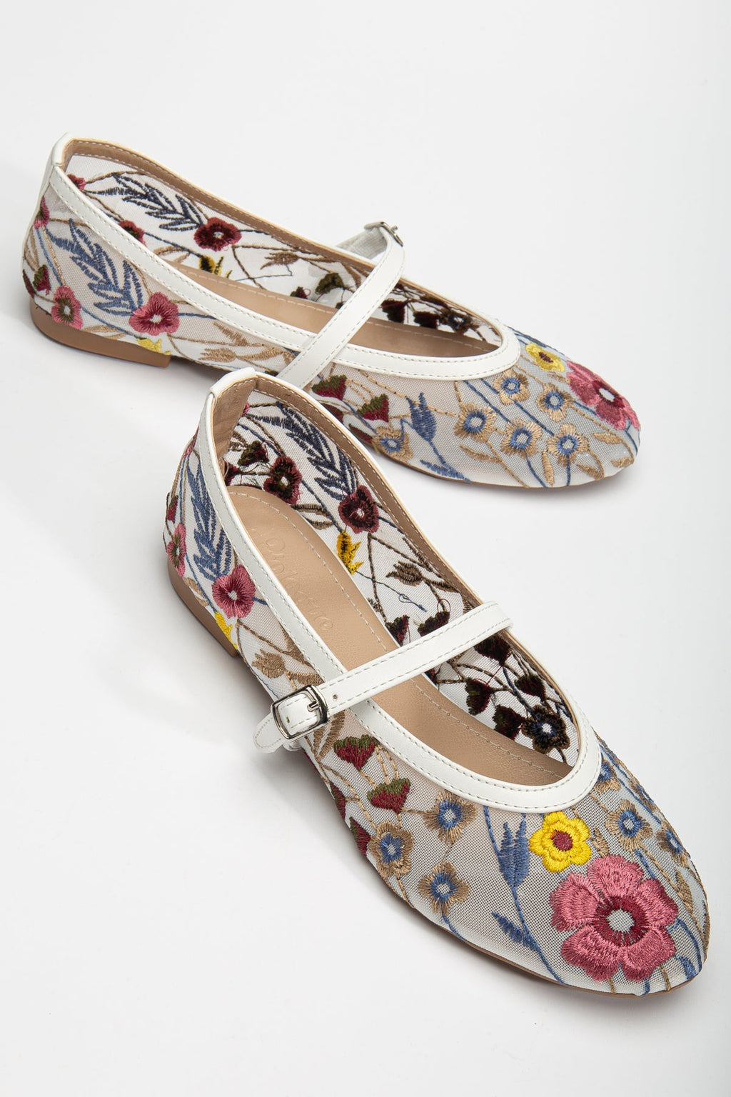 Fauna - White Mesh Mary Jane Flats by Prologue Shoes - Bare Fashion