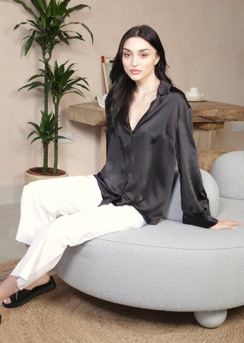 Black Satin Shirt by Fika - Bare Fashion