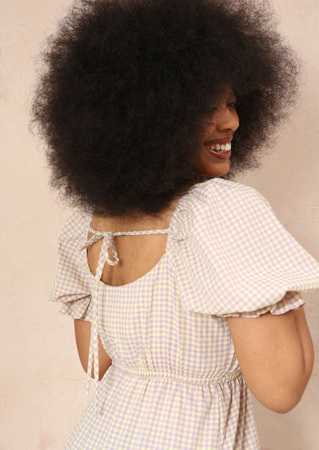 Eliza Gingham Smock Midi Dress by Fika - Bare Fashion