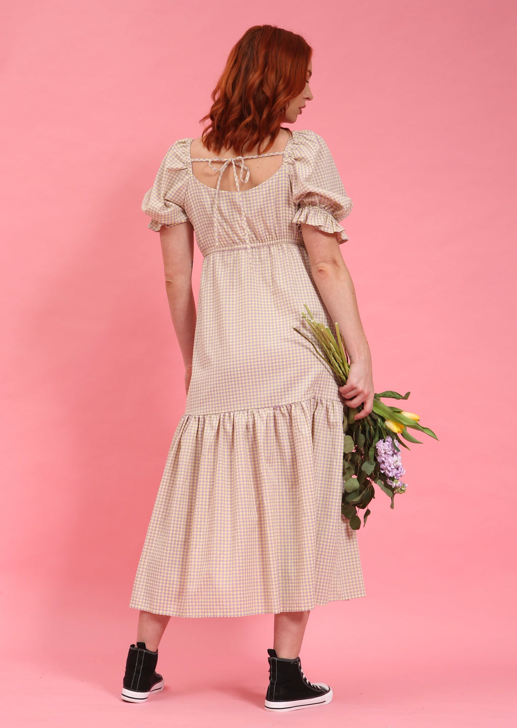 Eliza Gingham Smock Midi Dress by Fika - Bare Fashion