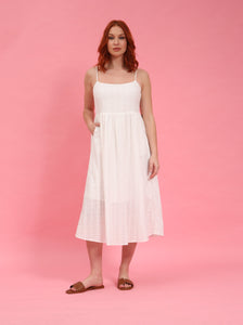 White Broderie Midi Dress by Fika - Bare Fashion