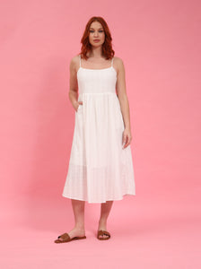 Dane White Broderie Midi Dress by Fika - Bare Fashion