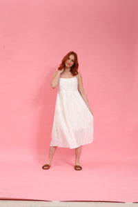 White Broderie Midi Dress by Fika - Bare Fashion