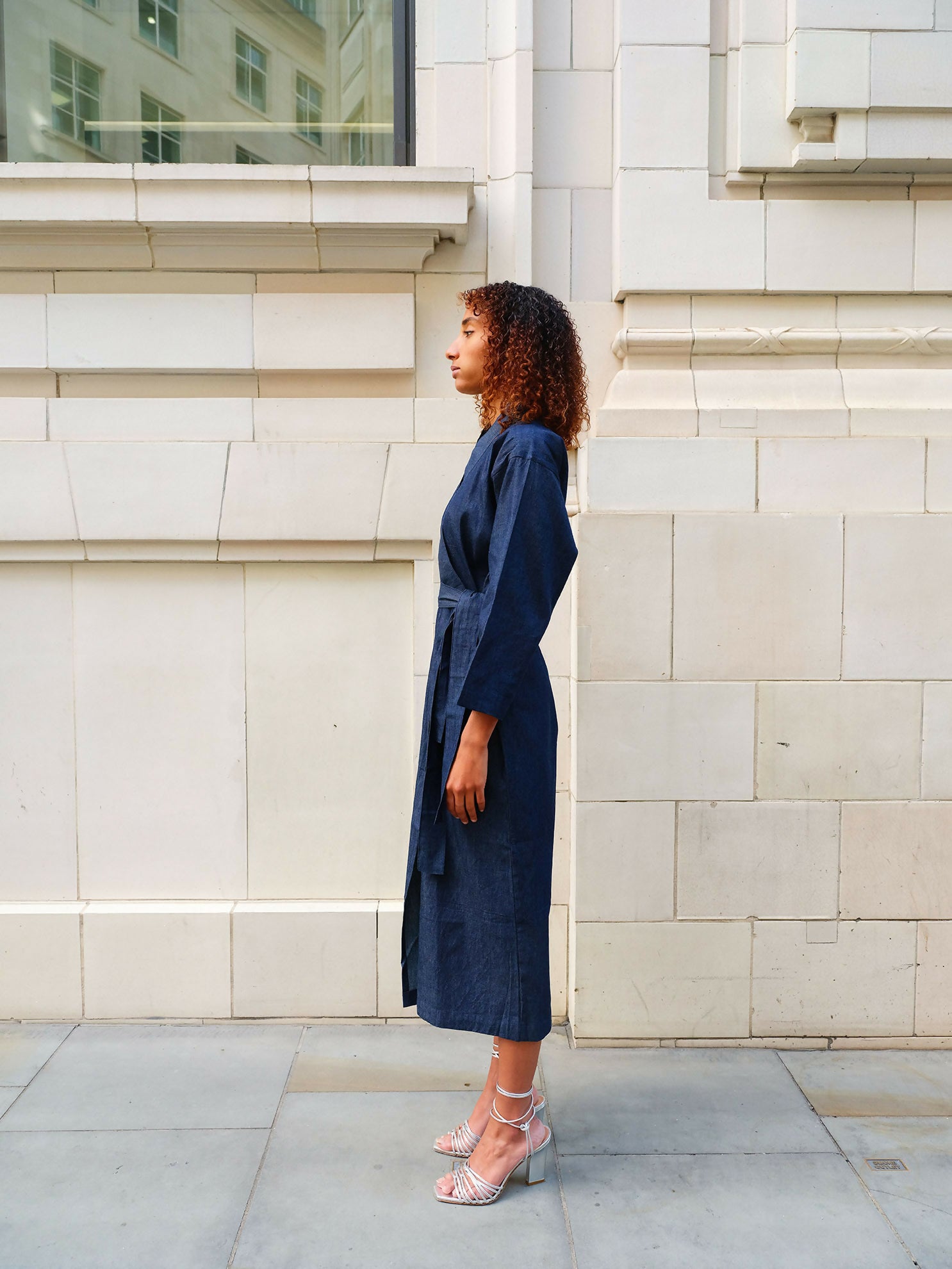 frangipani denim kimono dress by Mariañes - Bare Fashion