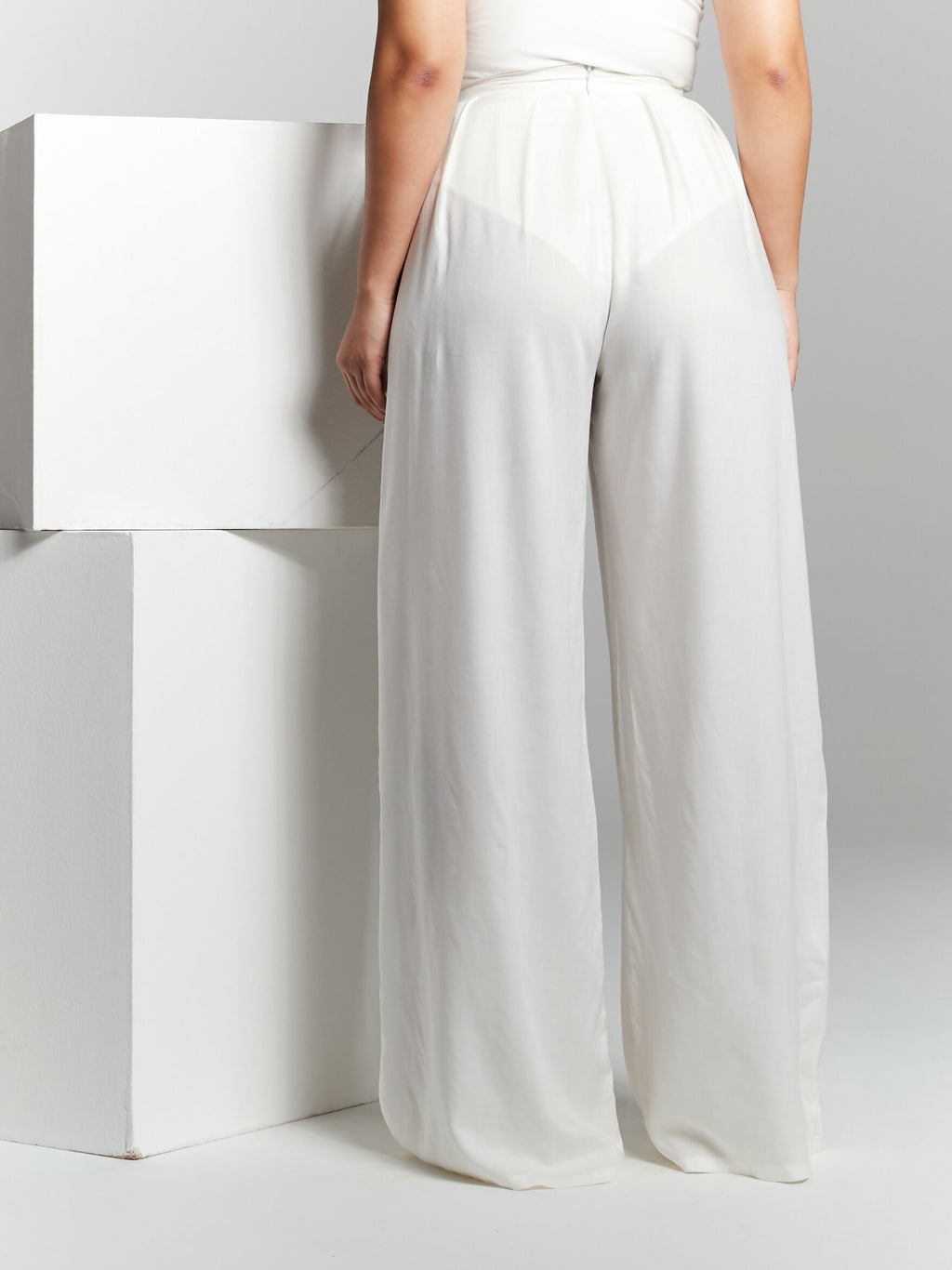 Ivory Pleated Wide Leg Trouser by InFlair - Bare Fashion