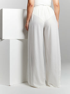 Ivory Pleated Wide Leg Trouser by InFlair - Bare Fashion