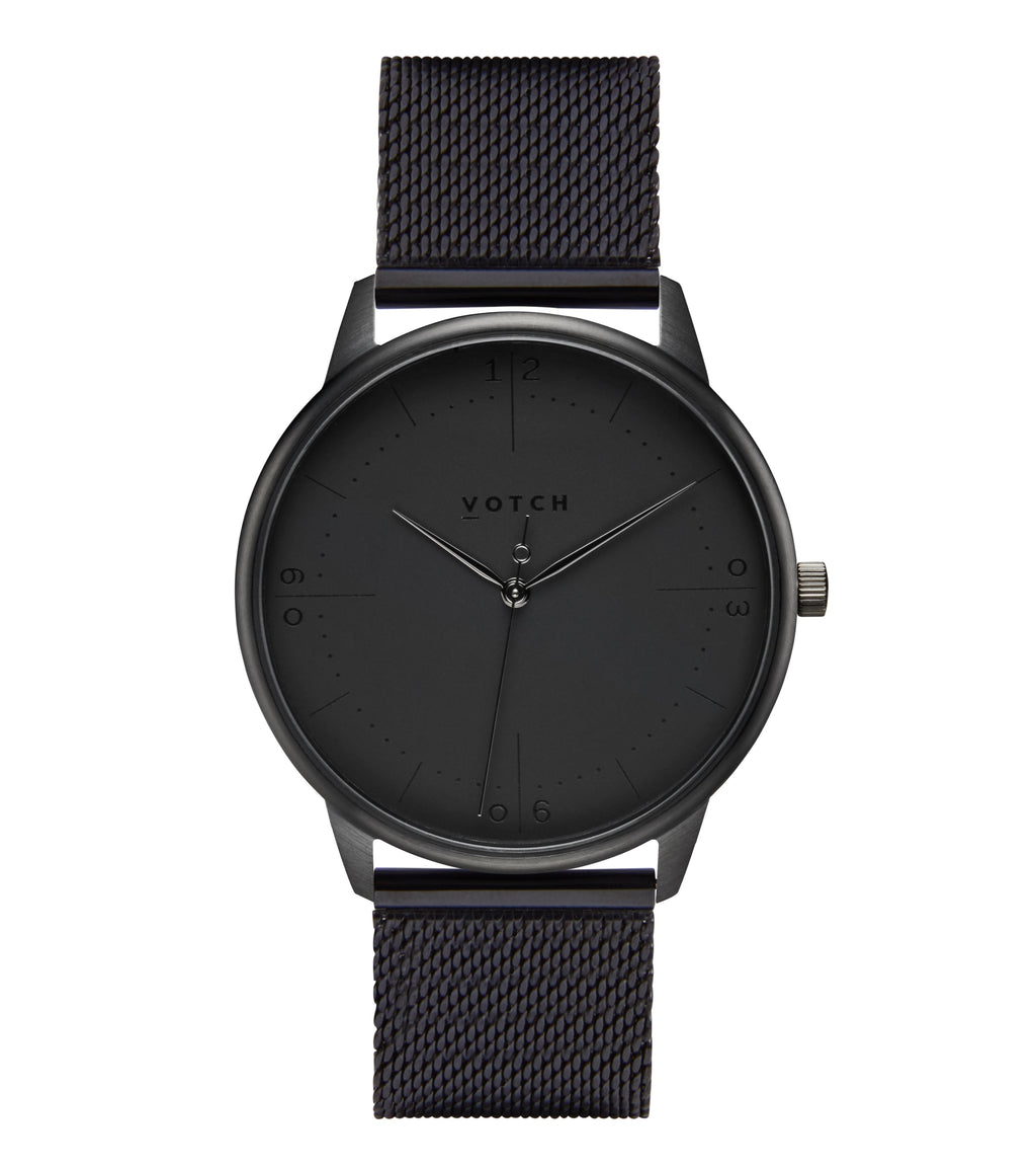 Black & Black with Black Watch | Aalto Mesh by Votch - Bare Fashion
