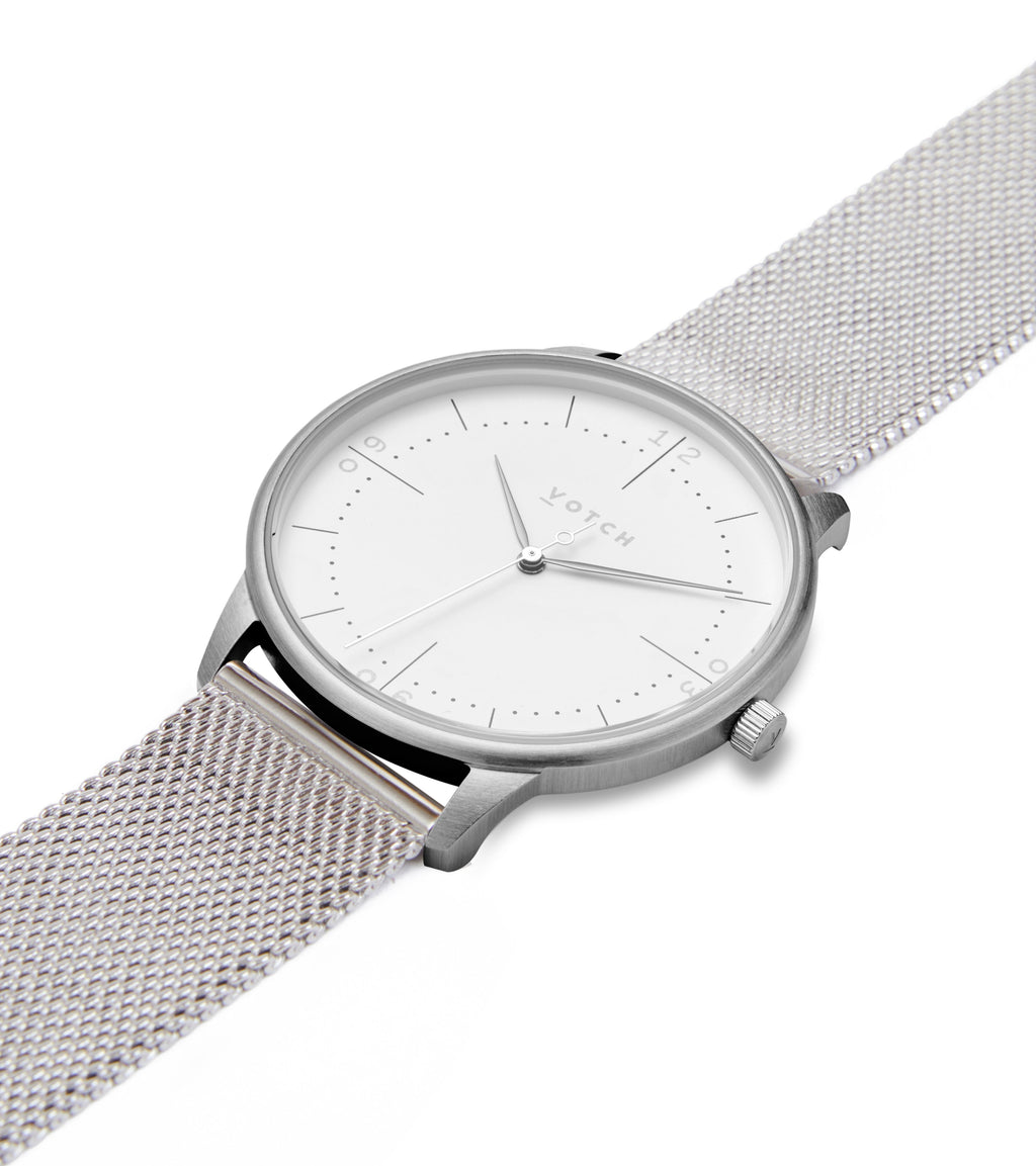 Silver & Silver Watch | Aalto Mesh by Votch - Bare Fashion