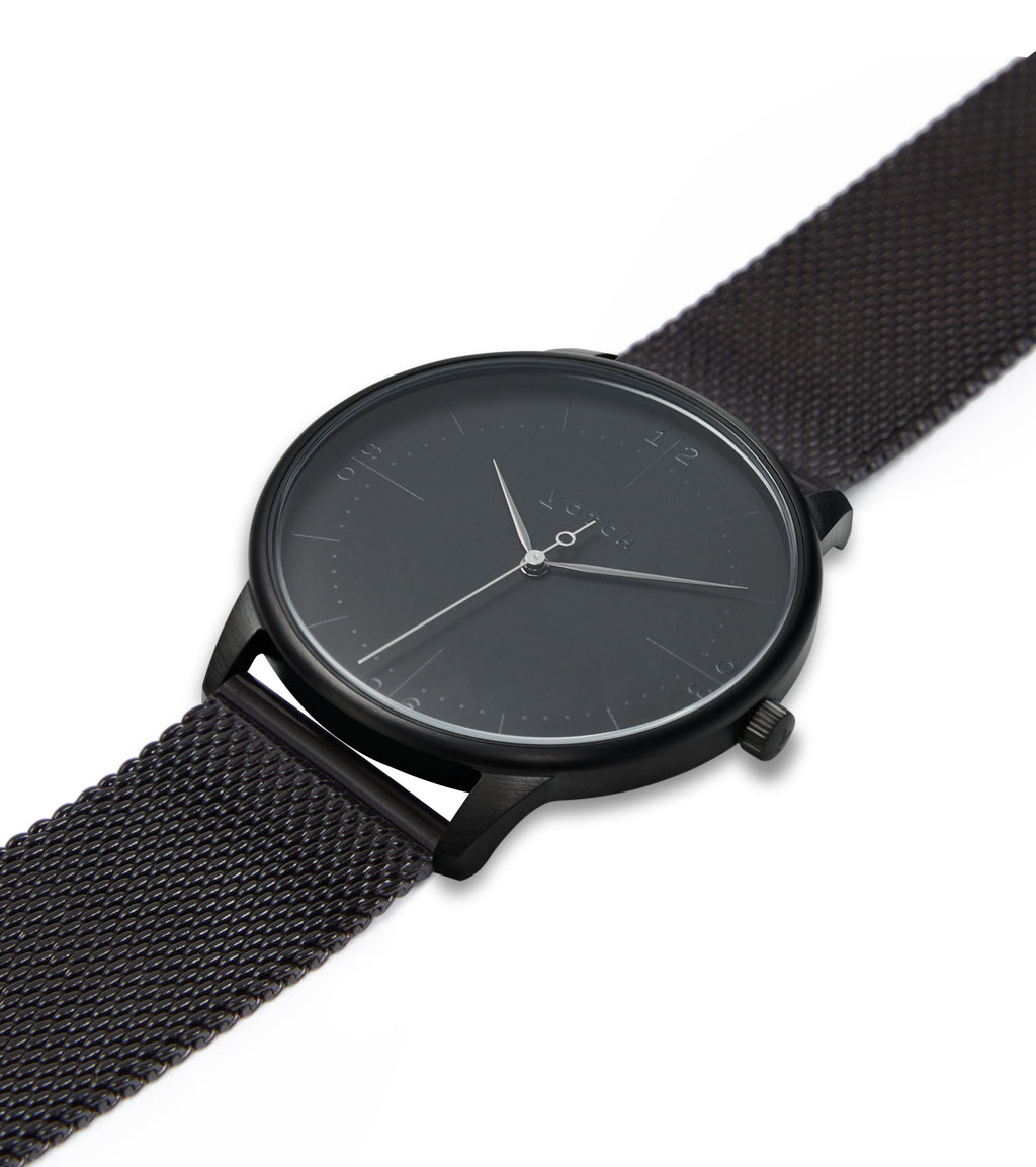 Black & Black with Black Watch | Aalto Mesh by Votch - Bare Fashion