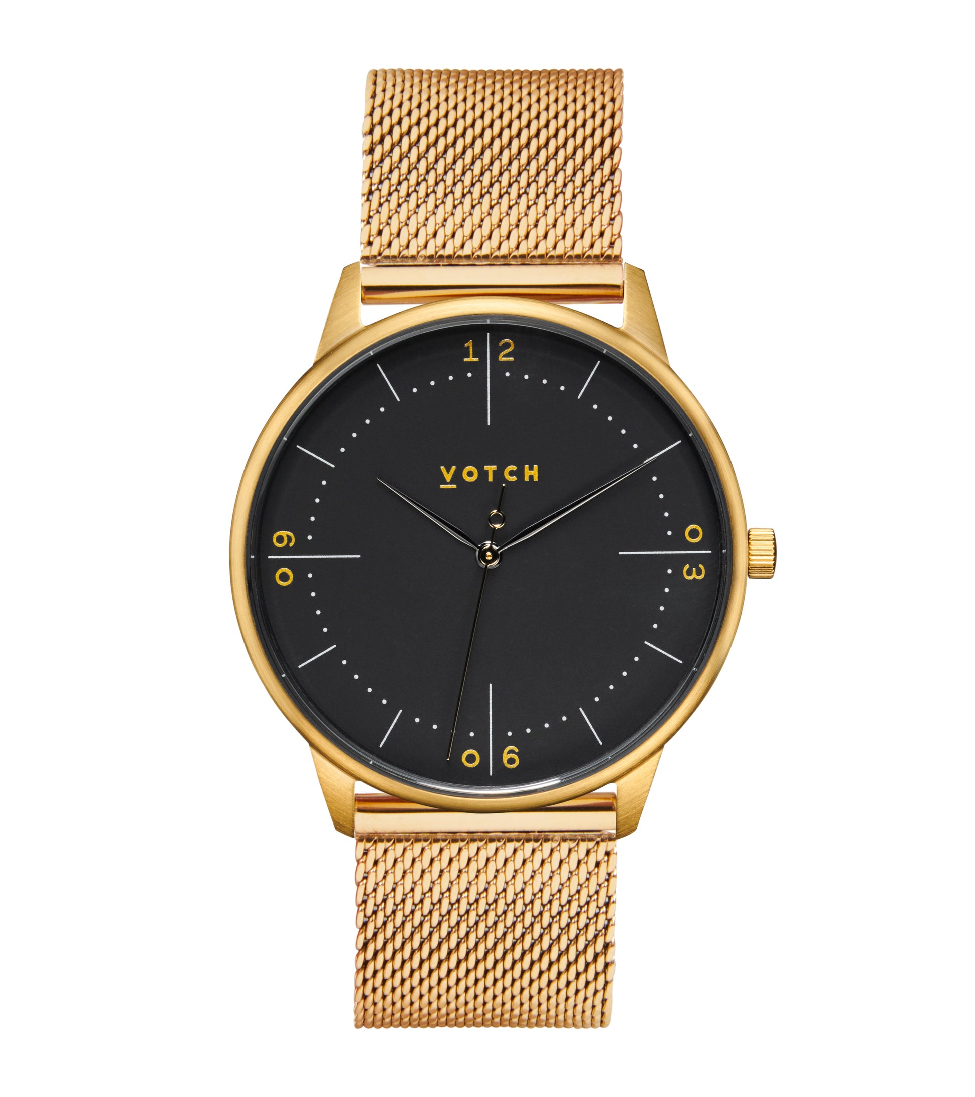Gold & Black with Black Watch | Aalto Mesh by Votch - Bare Fashion