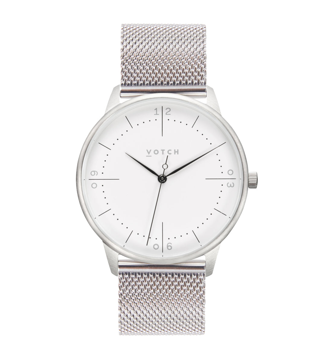 Silver & Silver Watch | Aalto Mesh by Votch - Bare Fashion