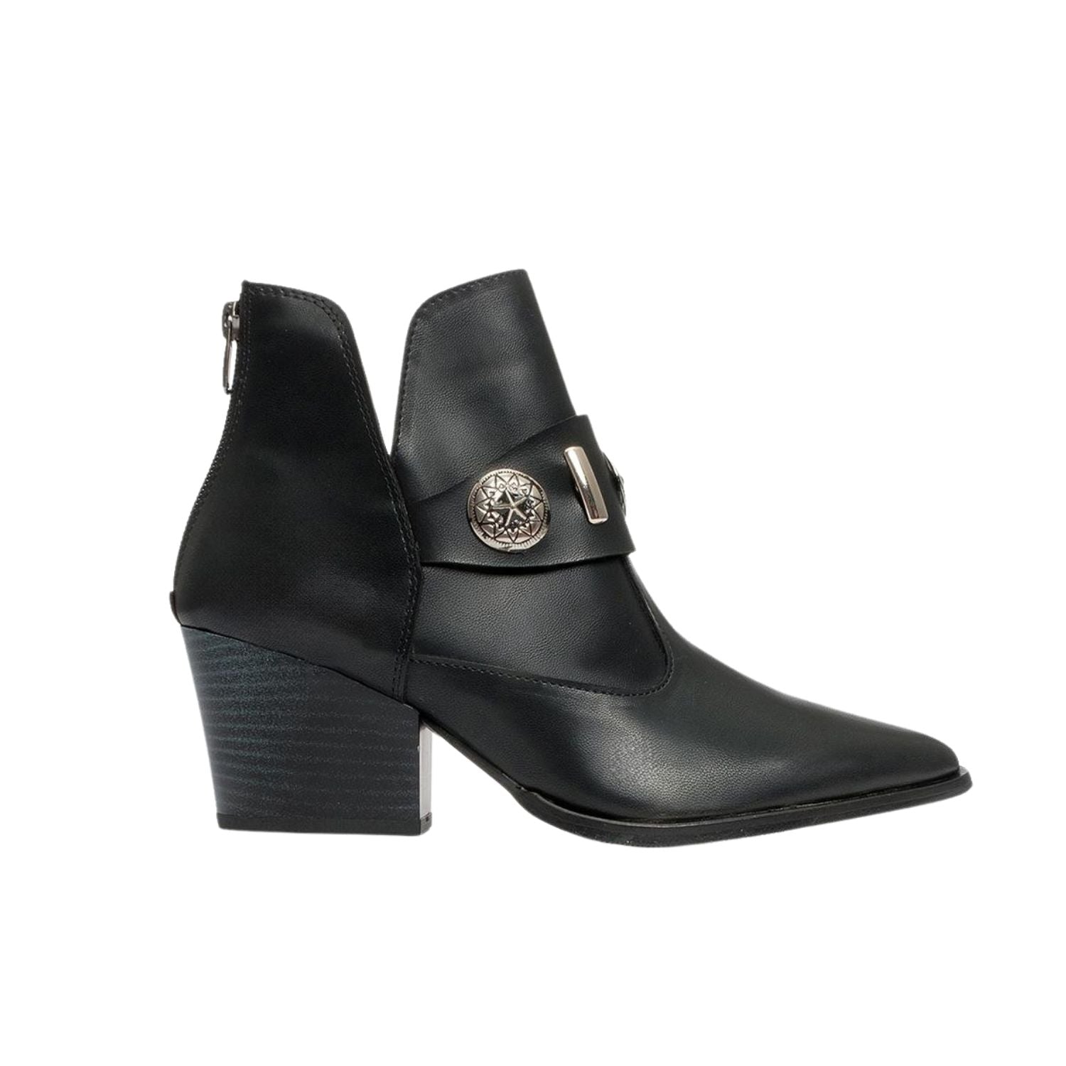Kenda Black Buckle Block Heel Boot (Women) by Prologue Shoes - Bare Fashion