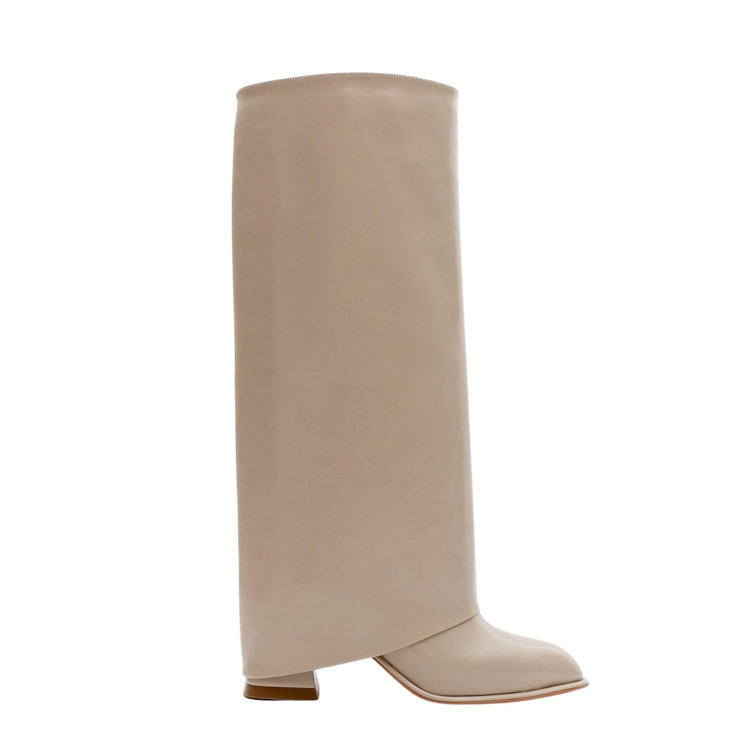 Maybe Beige Chunky Heel Boot (Women) by Prologue Shoes - Bare Fashion