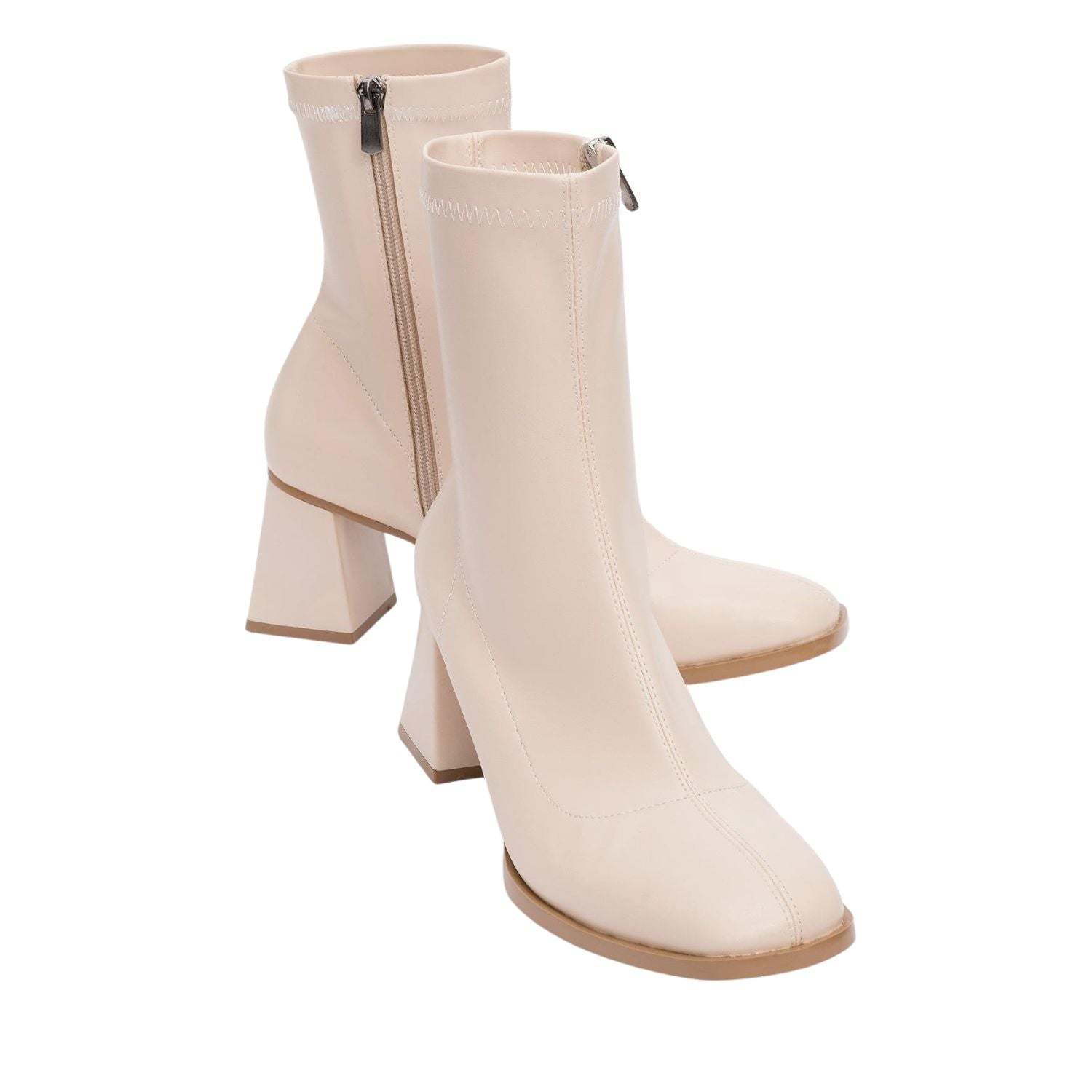 Plesa Beige Chunky Heel Boot (Women) by Prologue Shoes - Bare Fashion