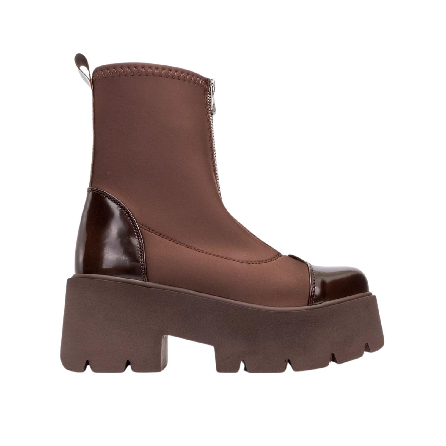 Bray Brown Patent Chunky Boot (Women) by Prologue Shoes - Bare Fashion