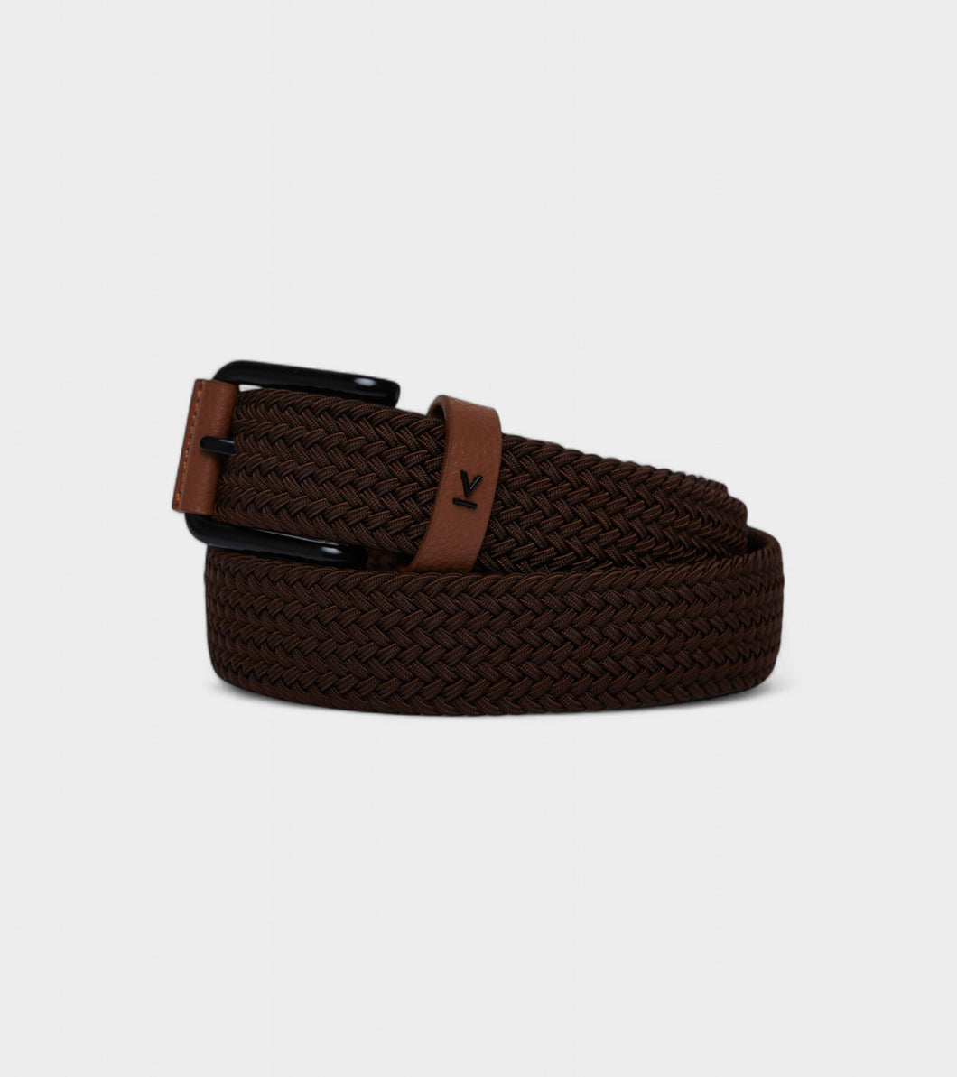 Seb Braided Belt in Brown with FREE Ray Keyring by Votch - Bare Fashion