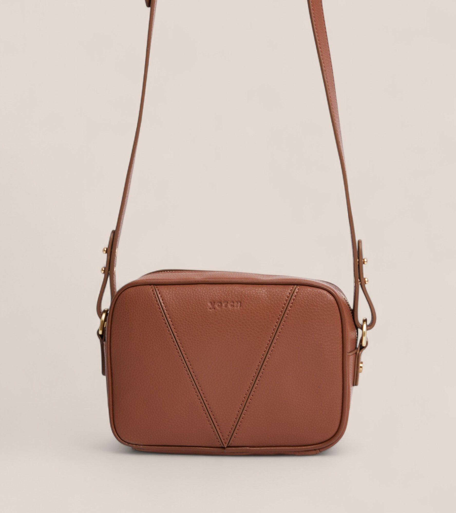 Silvie Vegan Bio-Based Bamboo Dual-Look Bamboo Crossbody Bag in Brown by Votch - Bare Fashion
