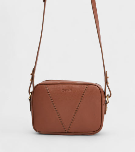 Silvie Vegan Bio-Based Bamboo Dual-Look Bamboo Crossbody Bag in Brown by Votch - Bare Fashion