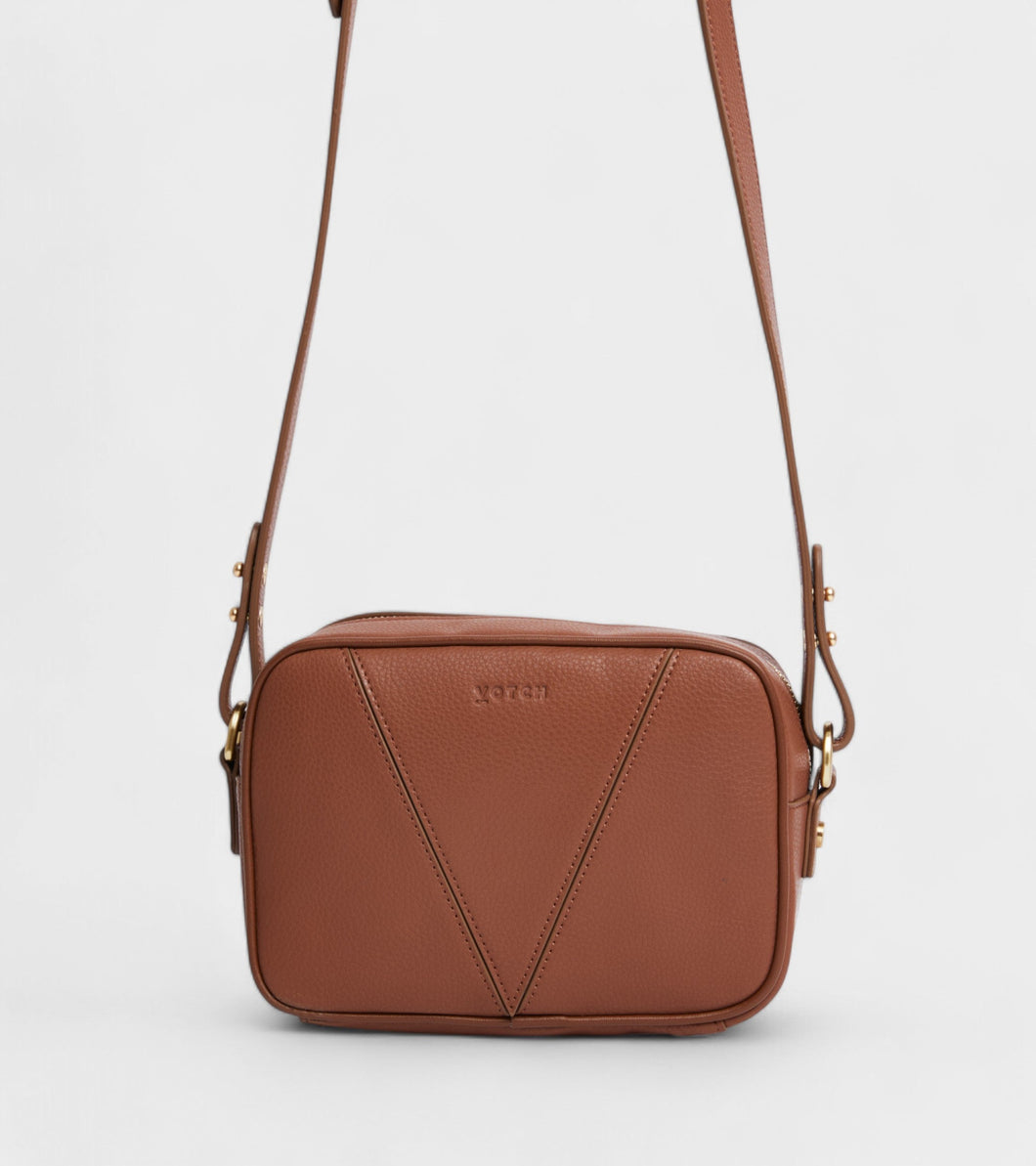Silvie Crossbody Bag in Brown with FREE Raya Keyring by Votch - Bare Fashion