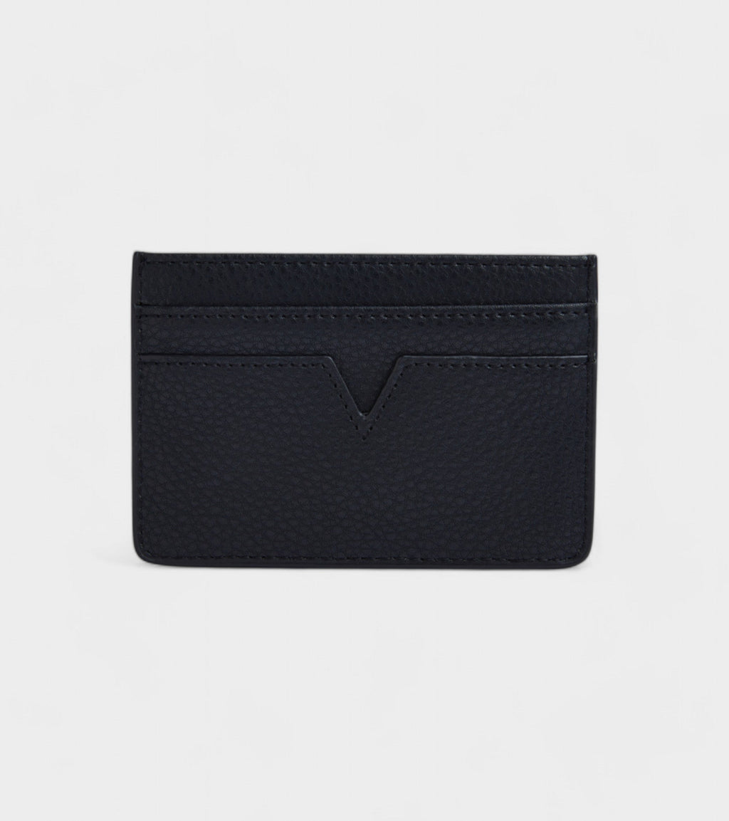 Sol Vegan Bio-Based Bamboo leather card holder in black by Votch - Bare Fashion