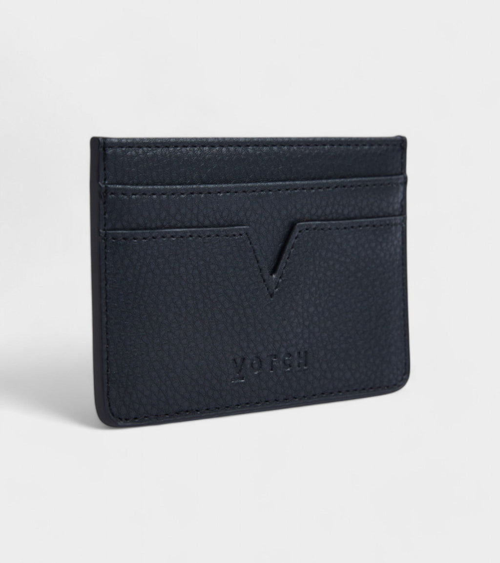 Sol Vegan Bio-Based Bamboo leather card holder in black by Votch - Bare Fashion