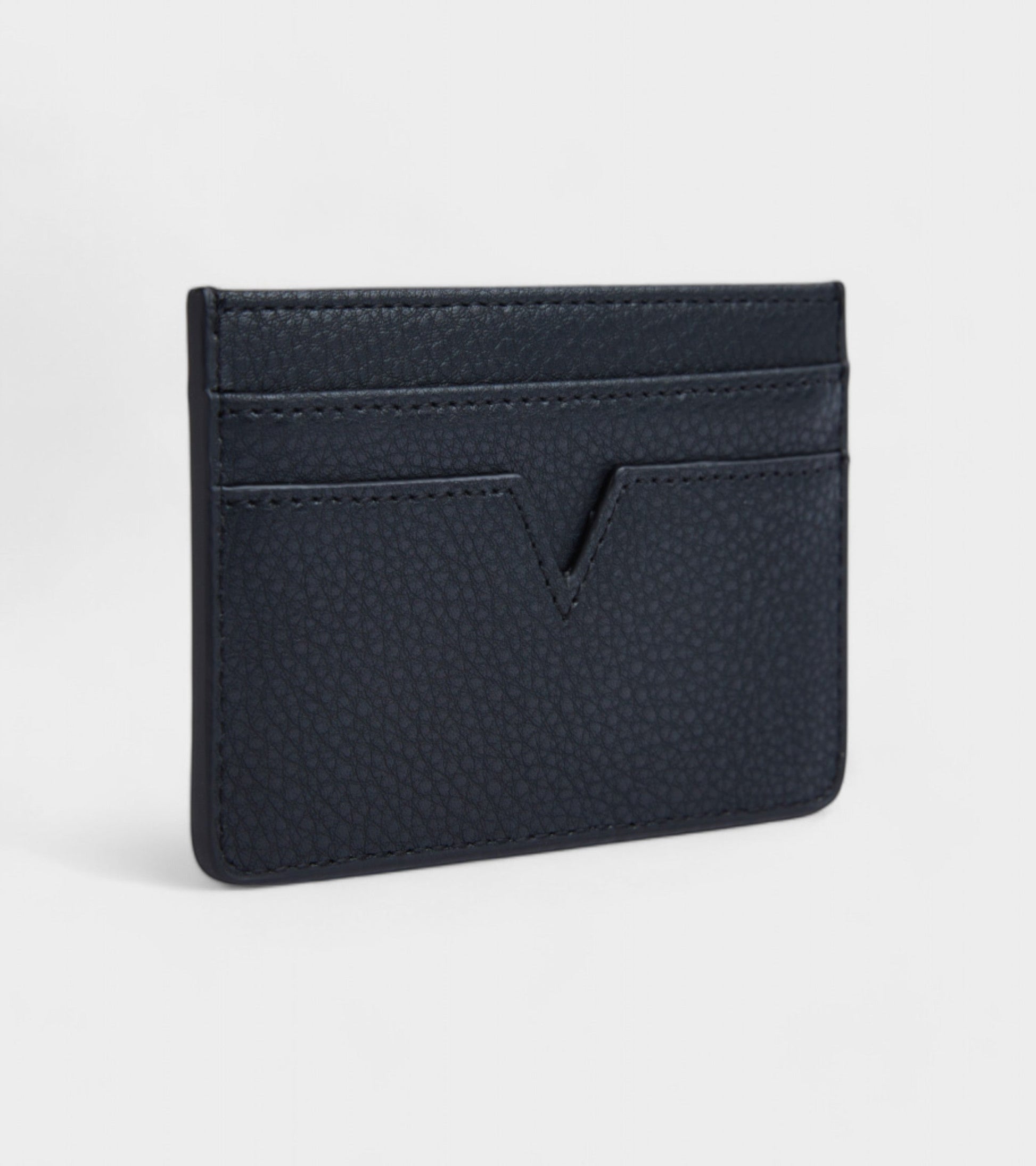 Sol Vegan Bio-Based Bamboo leather card holder in black by Votch - Bare Fashion