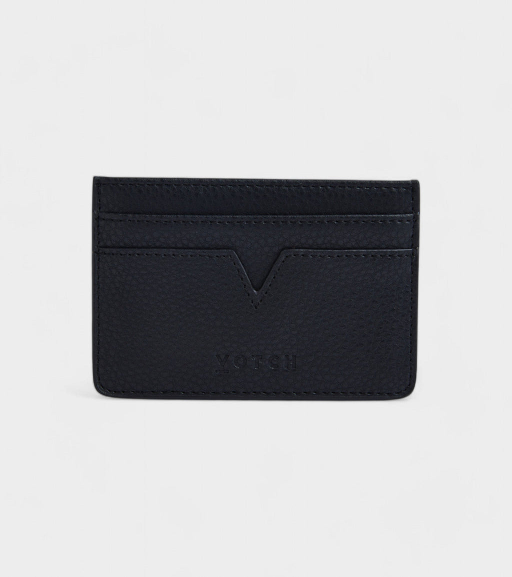 Sol Vegan Bio-Based Bamboo leather card holder in black by Votch - Bare Fashion