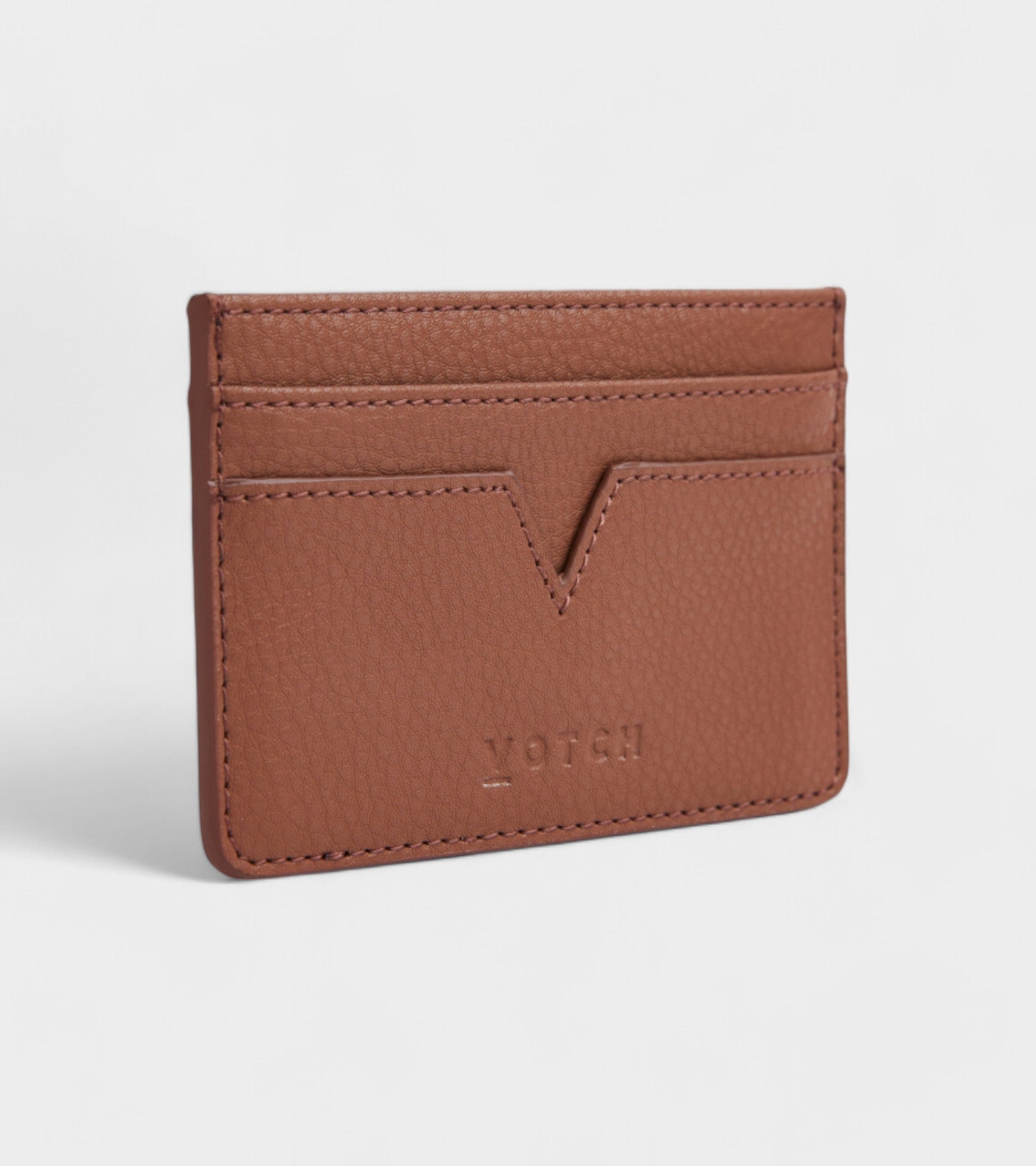 Sol Vegan Bio-Based Bamboo leather card holder in brown by Votch - Bare Fashion
