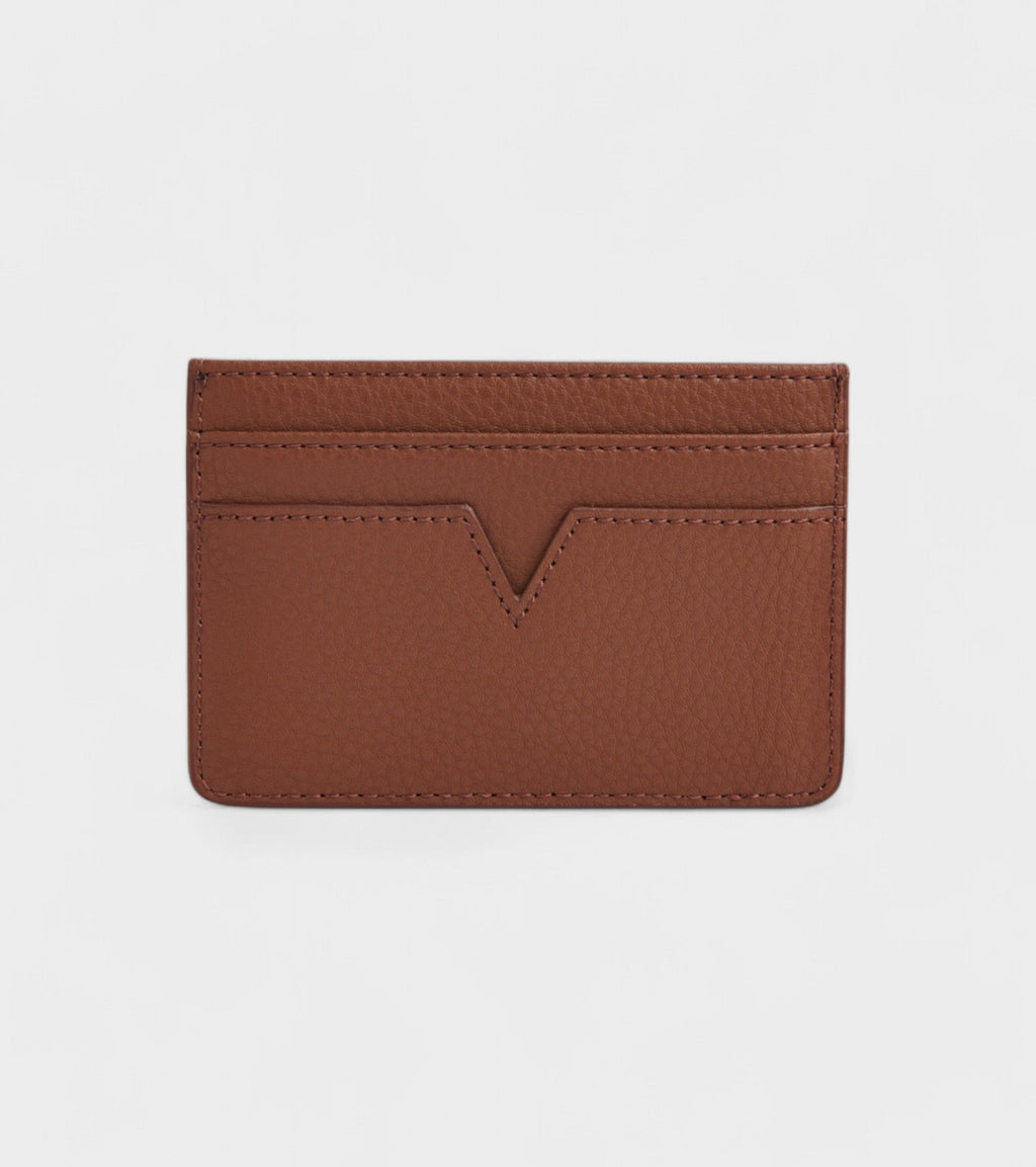 Sol Vegan Bio-Based Bamboo leather card holder in brown by Votch - Bare Fashion