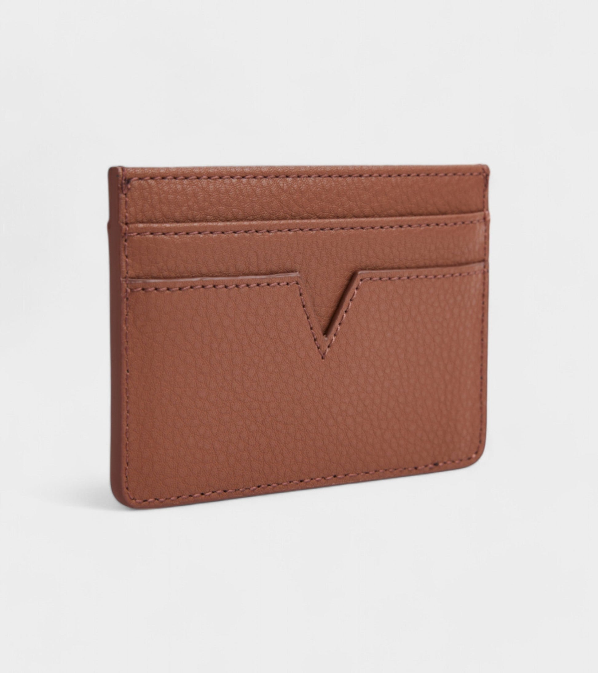 Sol Vegan Bio-Based Bamboo leather card holder in brown by Votch - Bare Fashion
