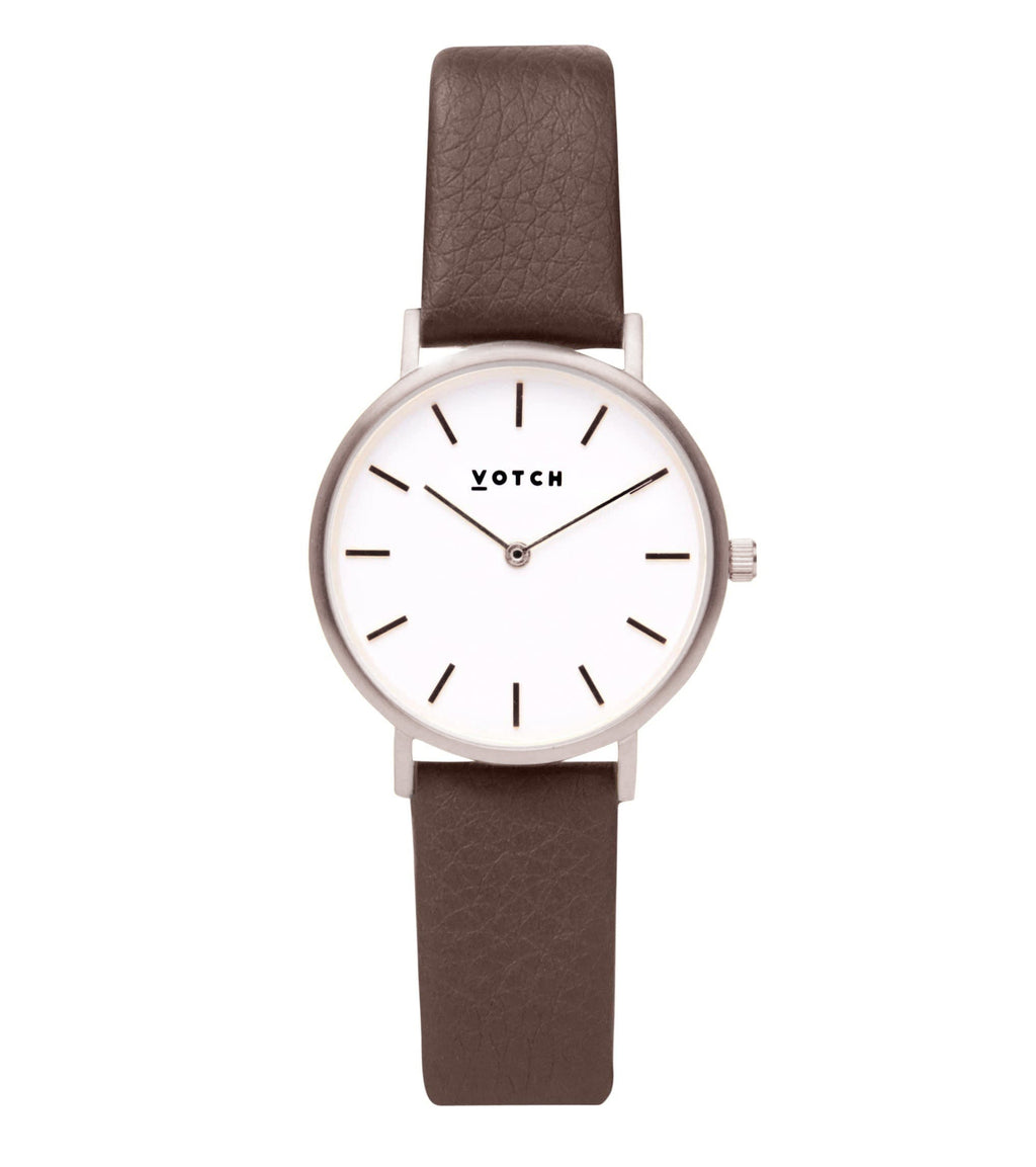 Silver & Brown Watch | Petite by Votch - Bare Fashion