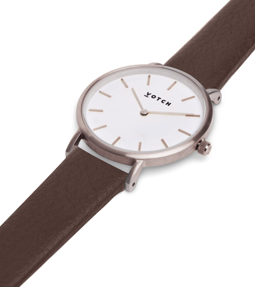 Silver & Brown Watch | Petite by Votch - Bare Fashion