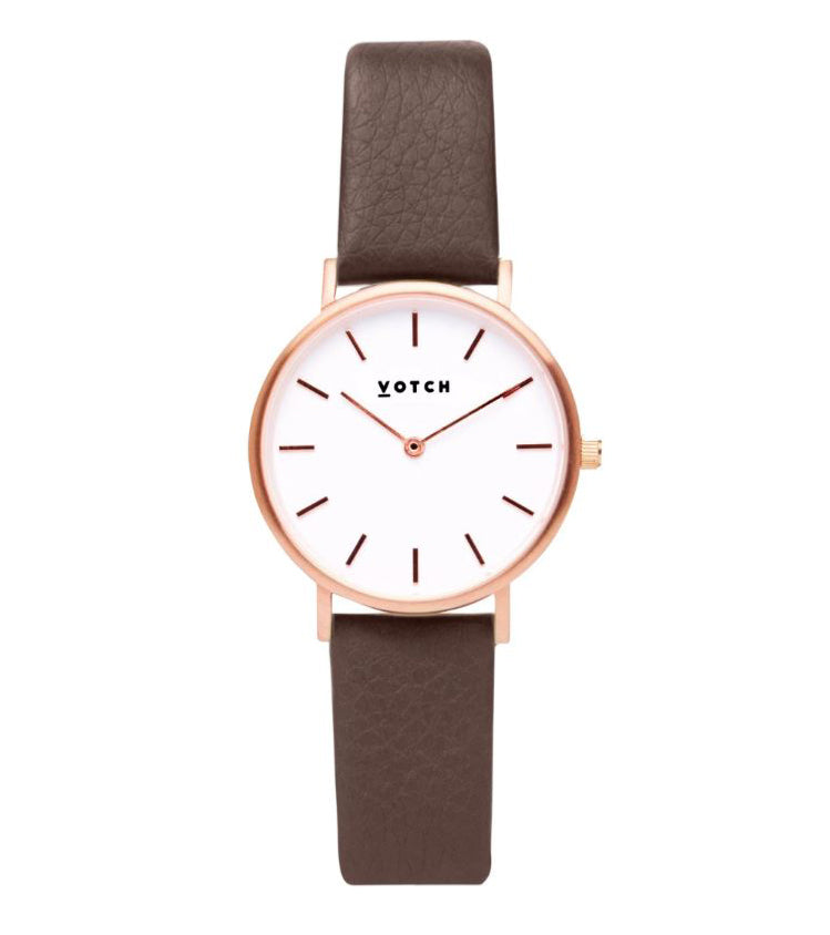 Rose Gold & Brown Watch | Petite by Votch - Bare Fashion