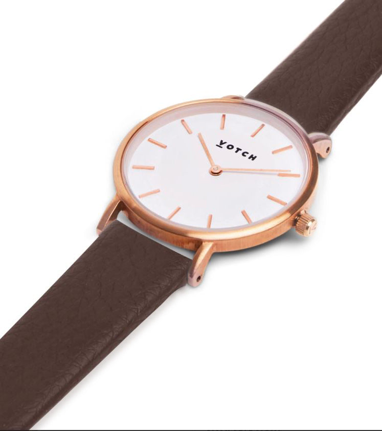 Rose Gold & Brown Watch | Petite by Votch - Bare Fashion