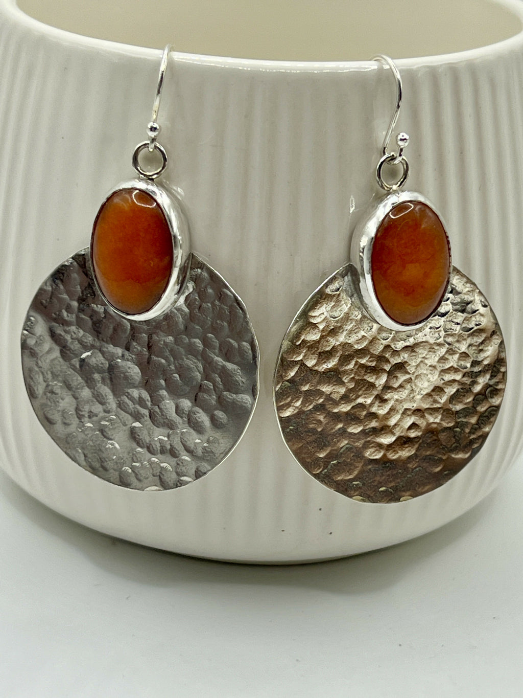 Boho coral & silver earrings by By Glorya - Bare Fashion