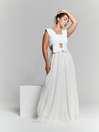 Ivory Pleated Flared Maxi Skirt by InFlair - Bare Fashion