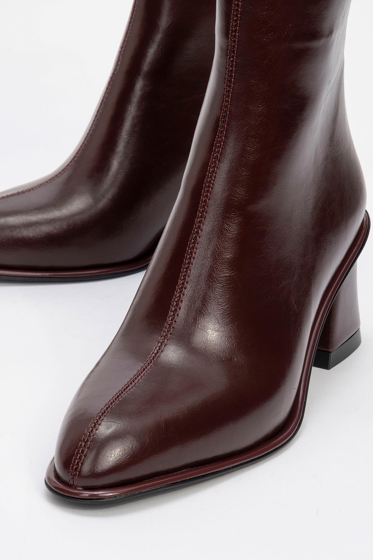 Alba Burgundy Block Heel Boot (Women) by Prologue Shoes - Bare Fashion