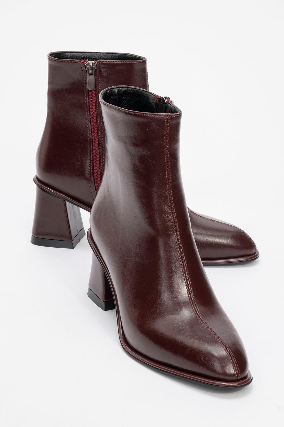 Alba Burgundy Block Heel Boot (Women) by Prologue Shoes - Bare Fashion