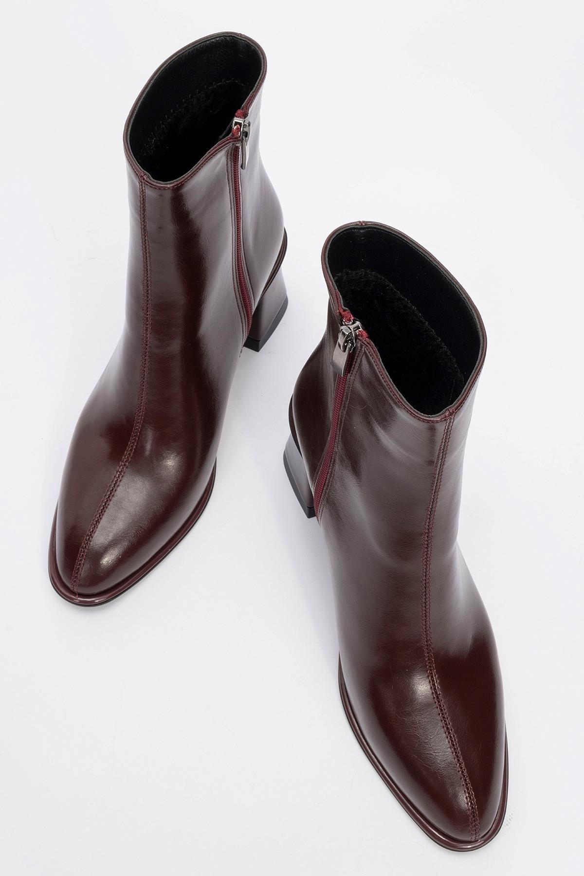 Alba Burgundy Block Heel Boot (Women) by Prologue Shoes - Bare Fashion