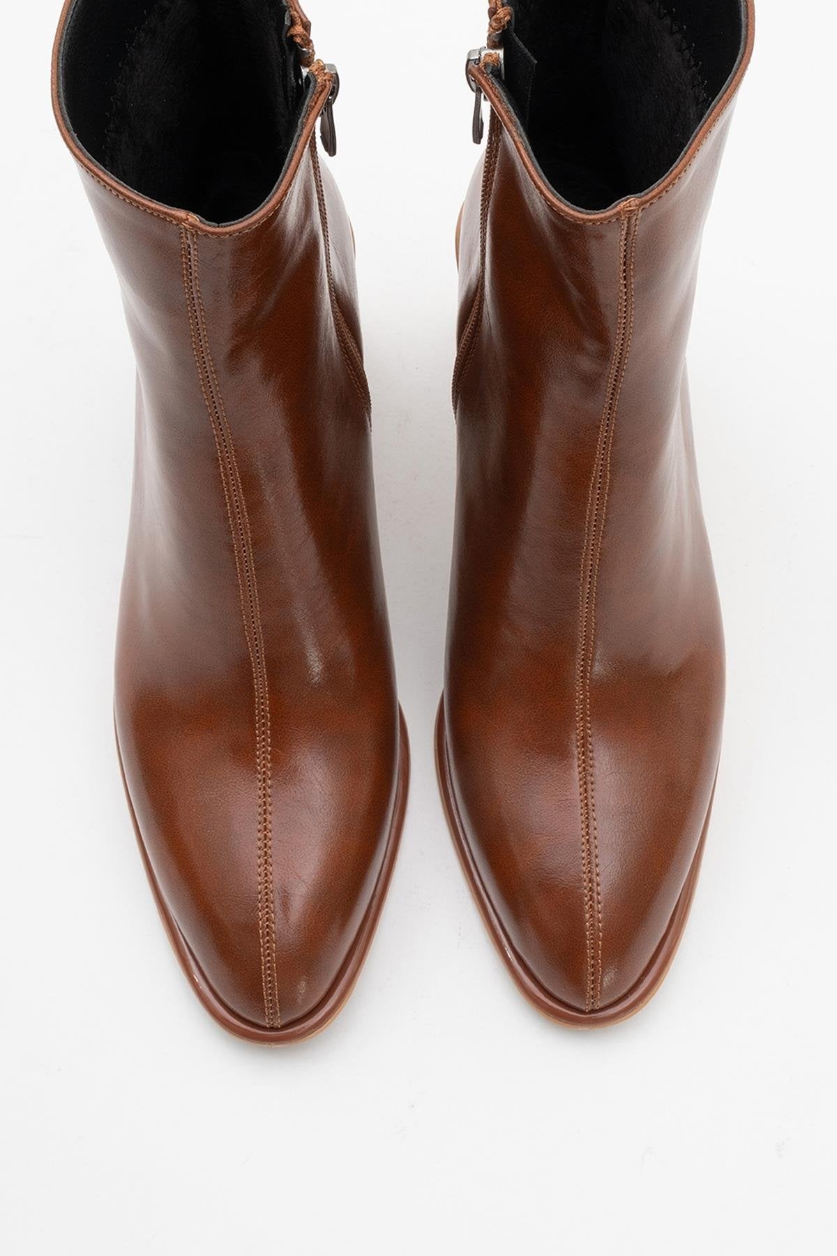 Alba Cognac Brown Block Heel Boot (Women) by Prologue Shoes - Bare Fashion