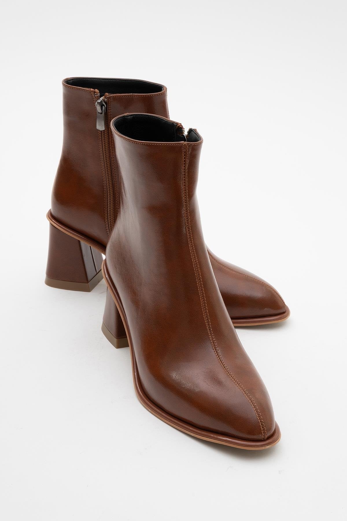 Alba Cognac Brown Block Heel Boot (Women) by Prologue Shoes - Bare Fashion