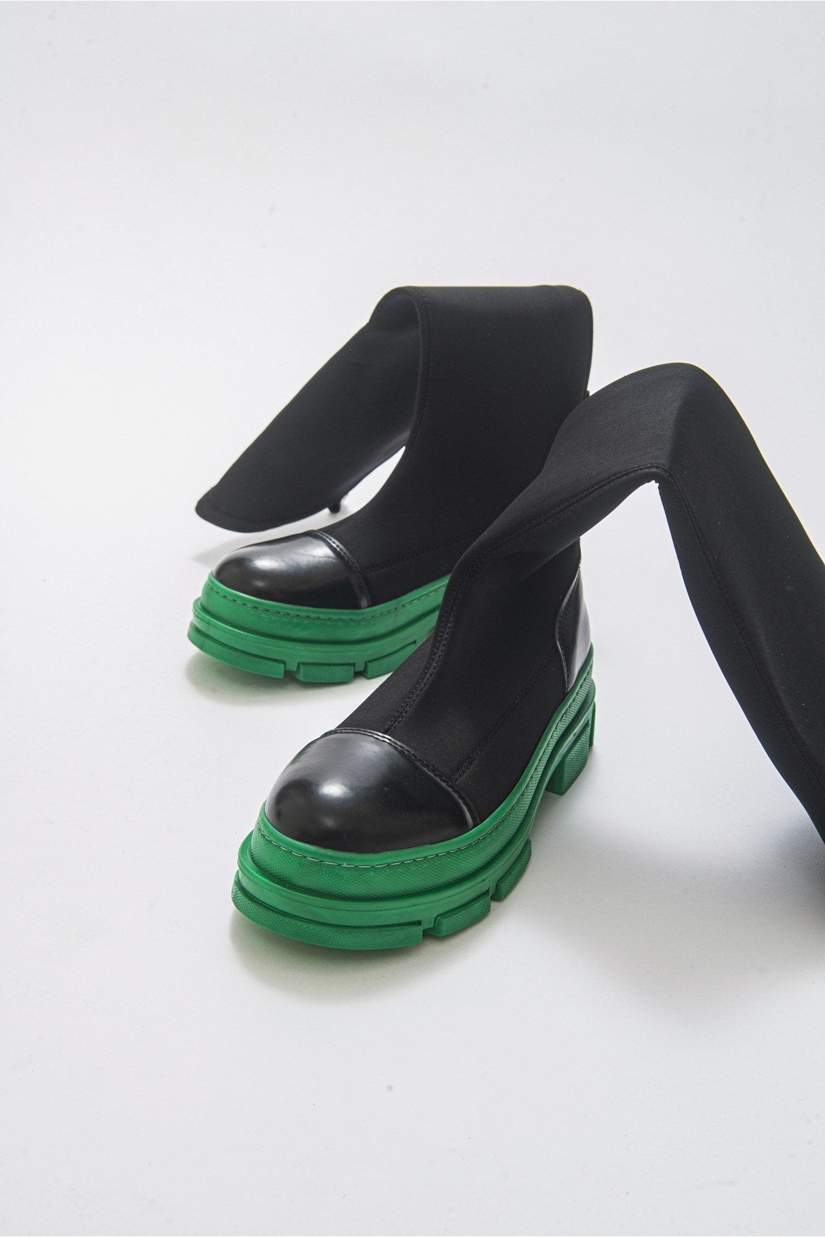 Bella Black & Green Scuba Boot (Women) by Prologue Shoes - Bare Fashion