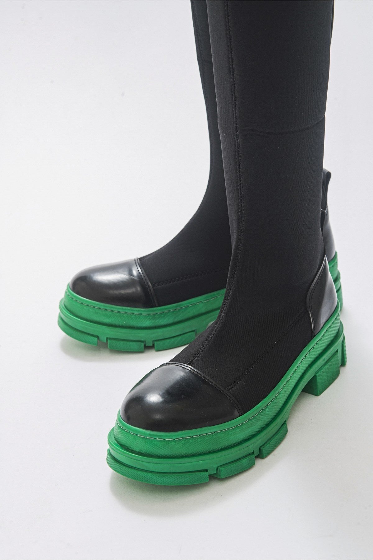 Bella Black & Green Scuba Boot (Women) by Prologue Shoes - Bare Fashion