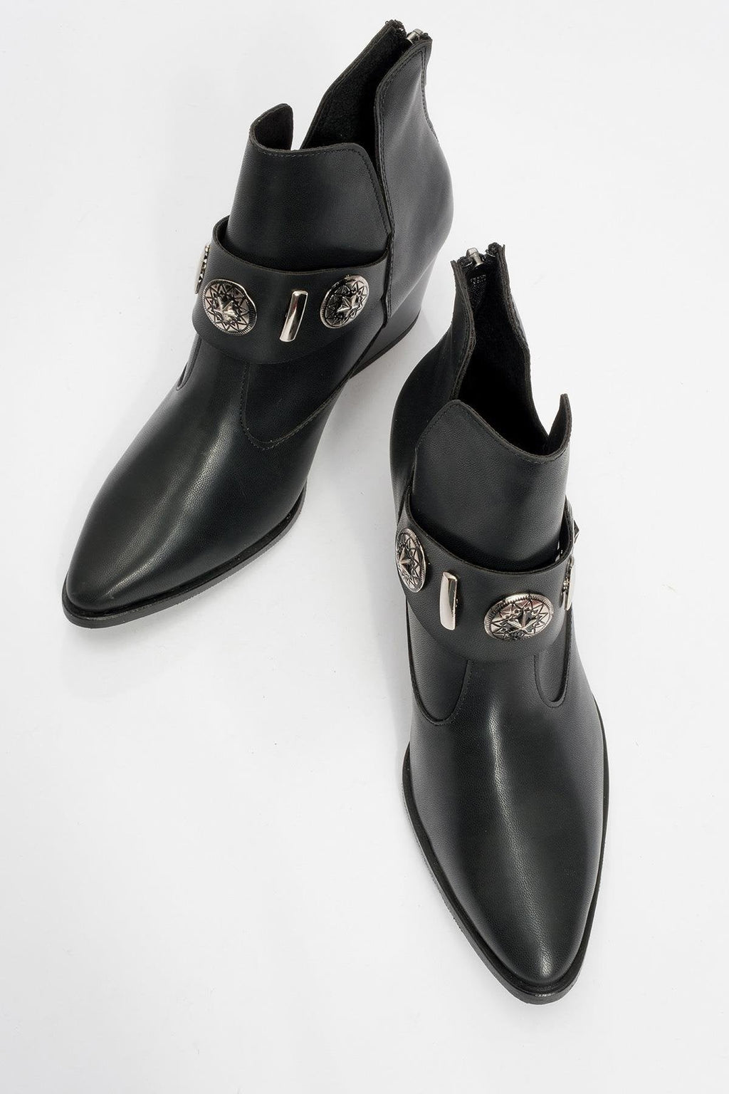 Kenda Black Buckle Block Heel Boot (Women) by Prologue Shoes - Bare Fashion