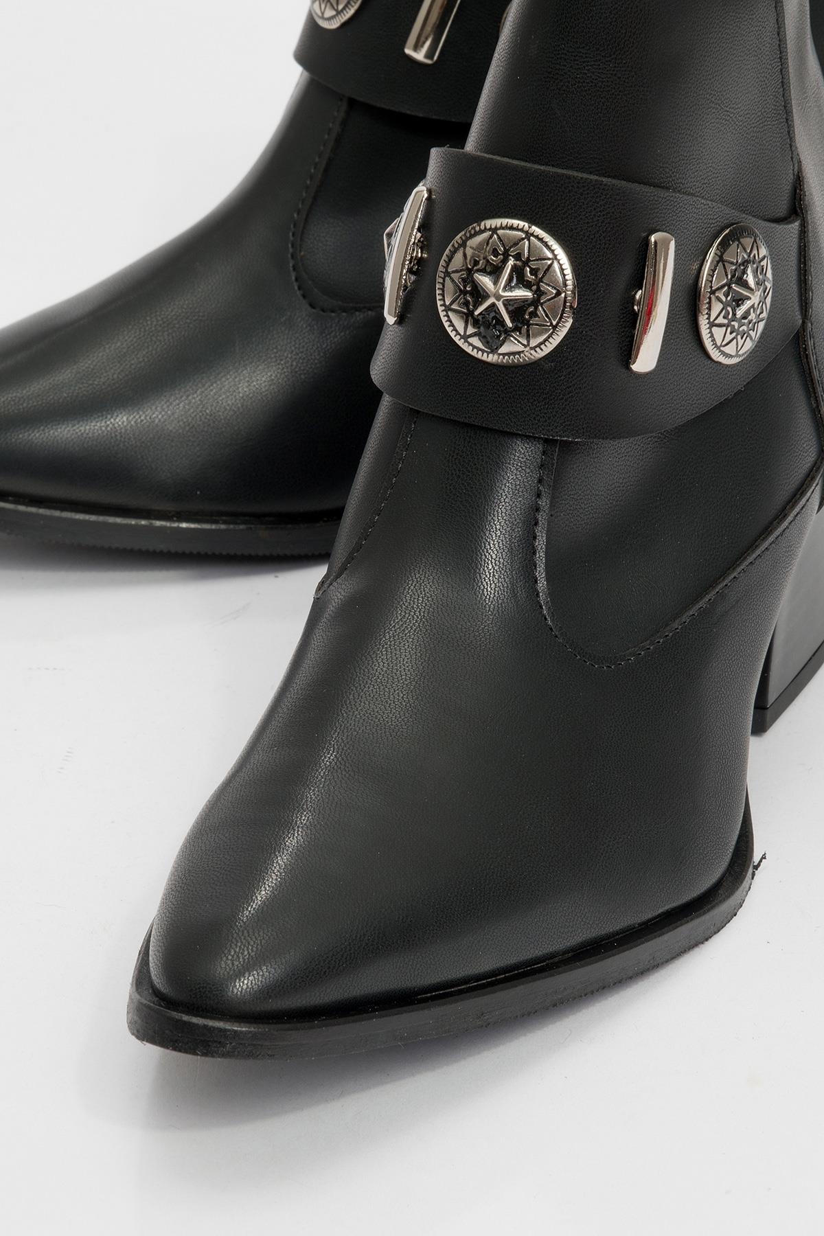 Kenda Black Buckle Block Heel Boot (Women) by Prologue Shoes - Bare Fashion