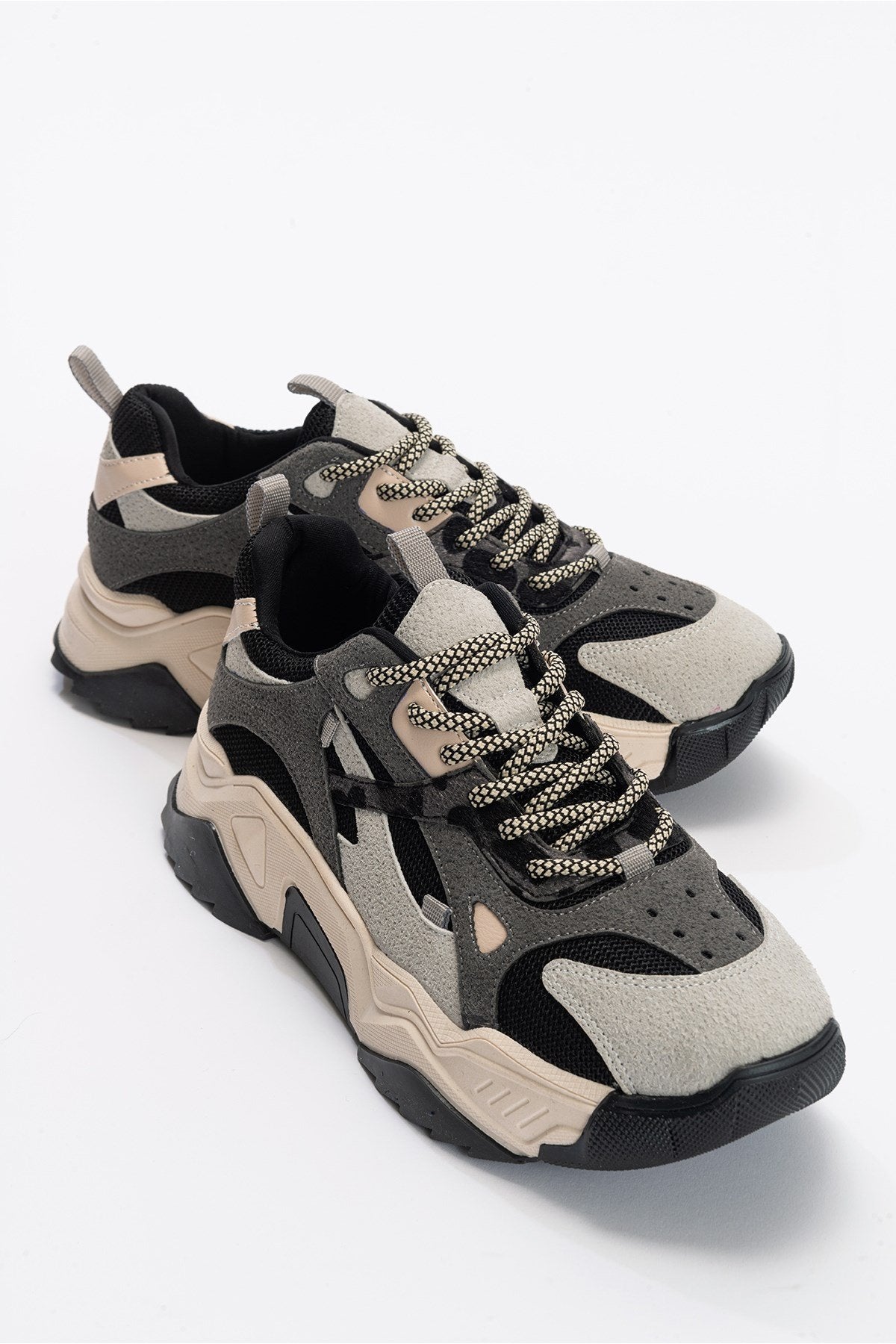 Loretta - Black Gray Platform Sneakers by Prologue Shoes - Bare Fashion